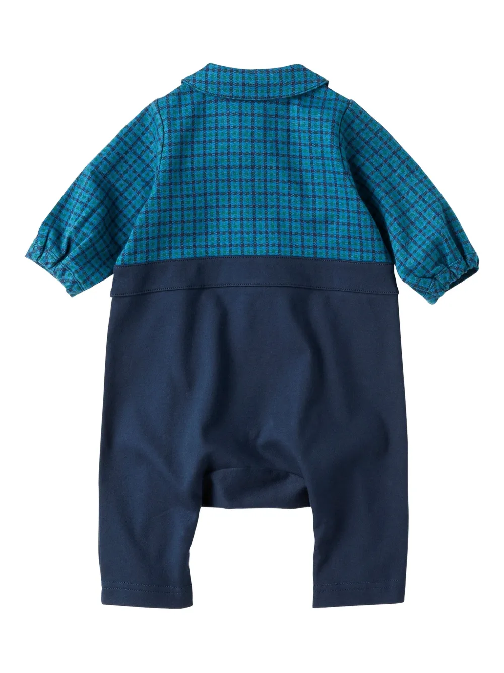 Familiar Geruite romper met borduurwerk - Blauw