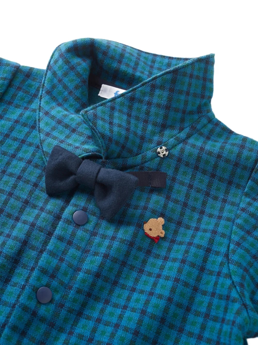 familiar Geruite romper met borduurwerk Blauw