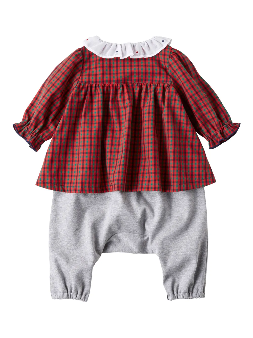 Familiar Geruite romper met ruches - Rood