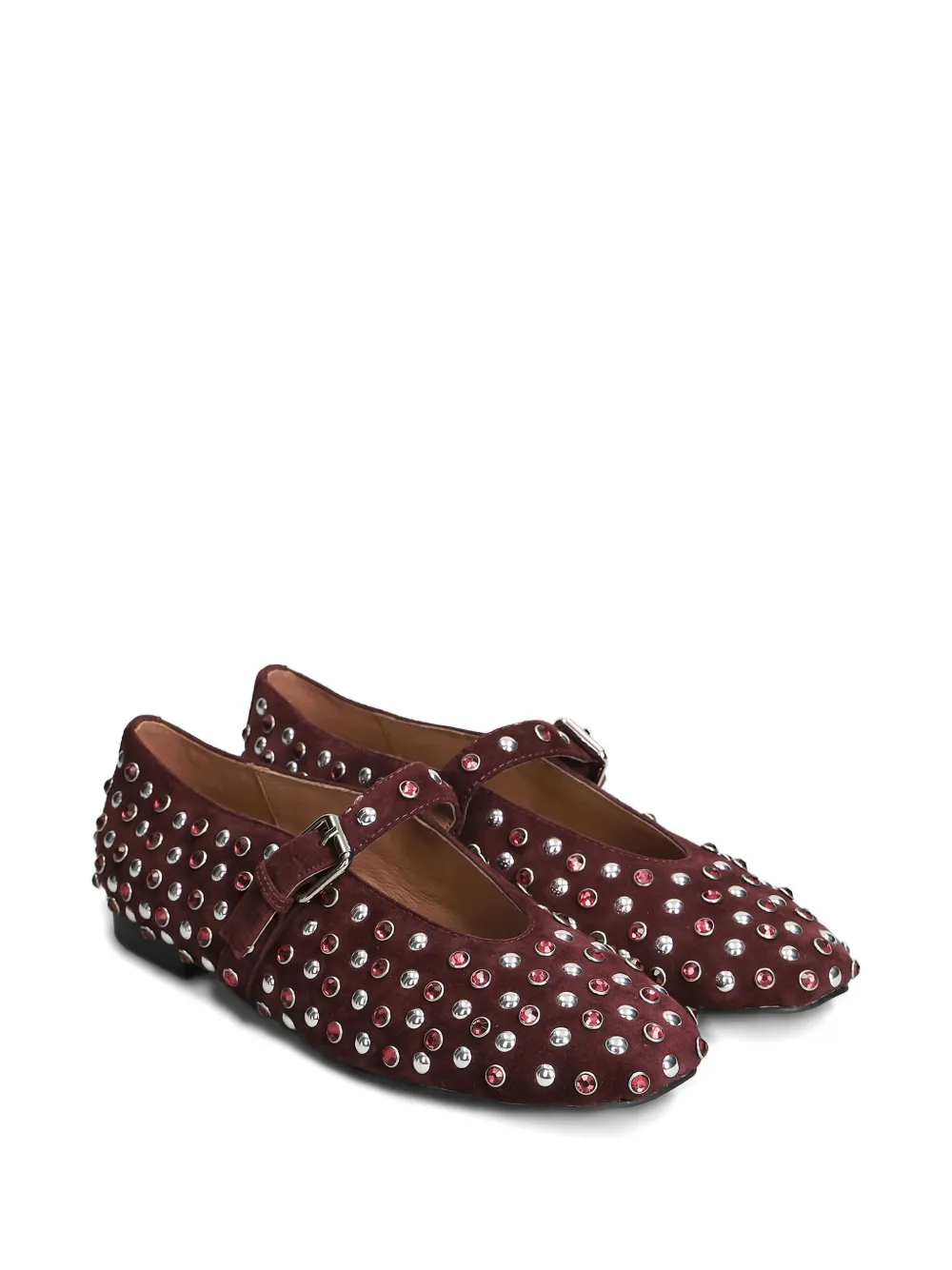 Bibi Lou Studded Buckle Ballet Flats In Red