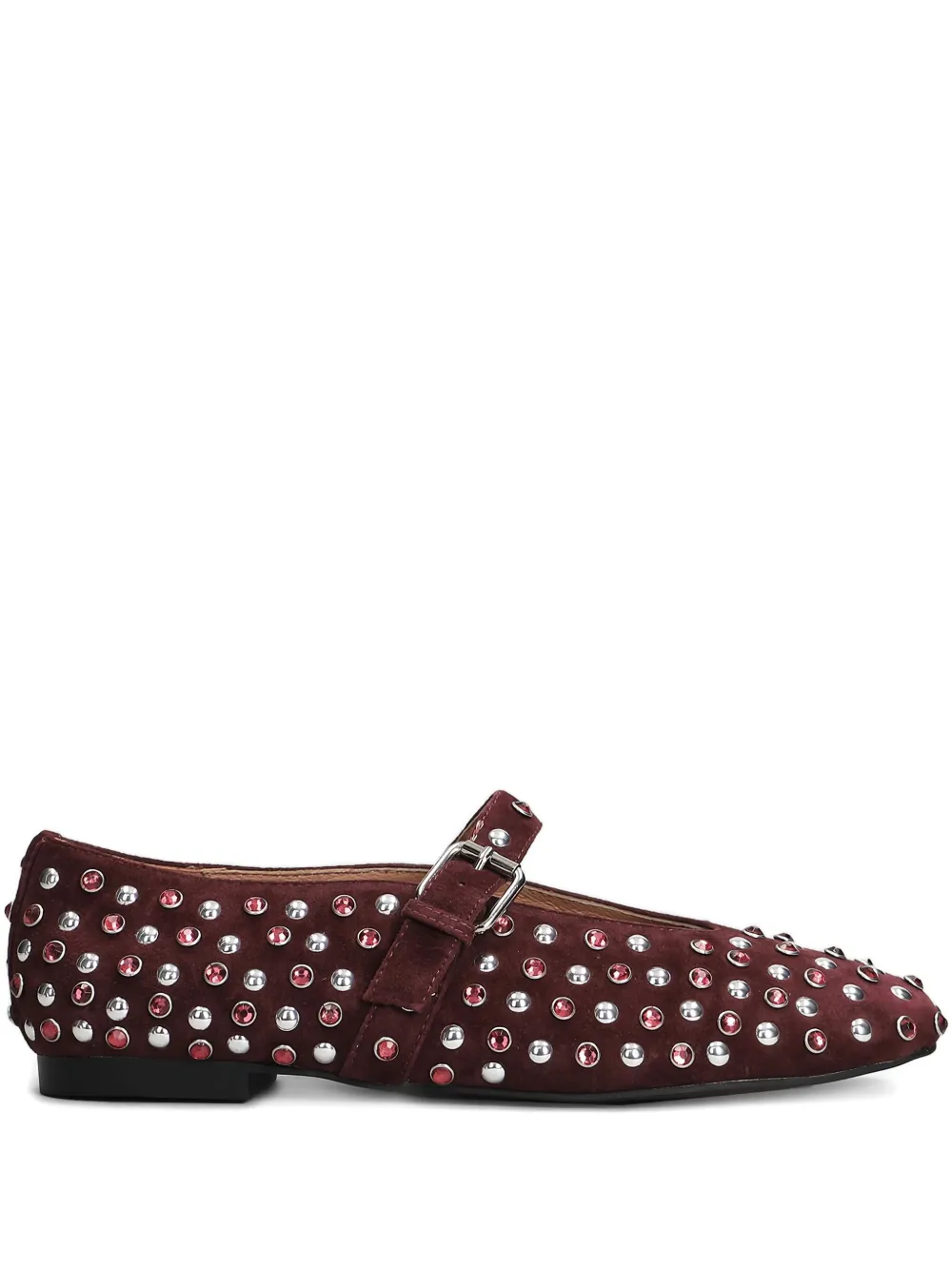 Bibi Lou Studded Buckle Ballet Flats In Red