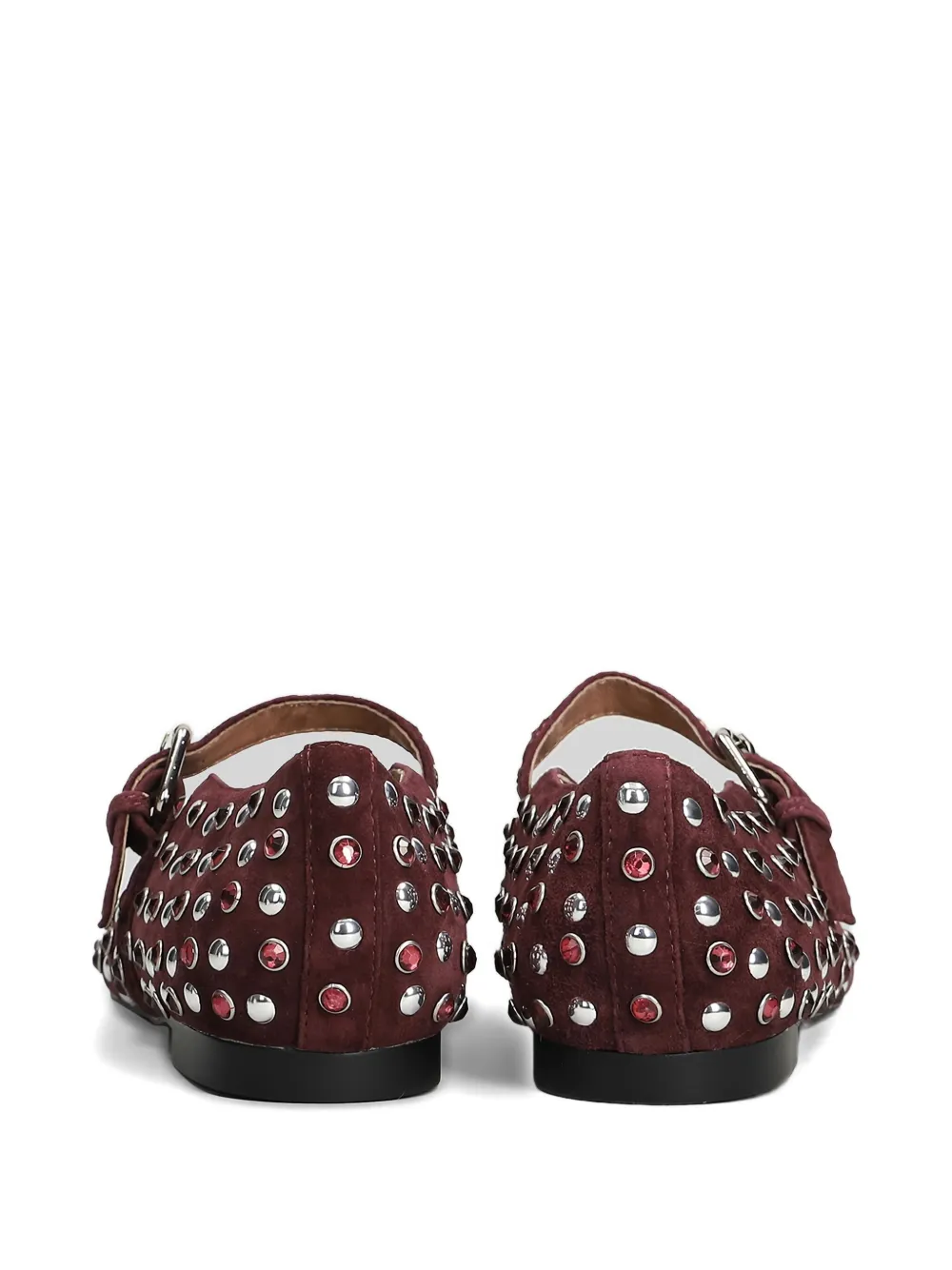 Bibi Lou Studded Buckle Ballet Flats In Red