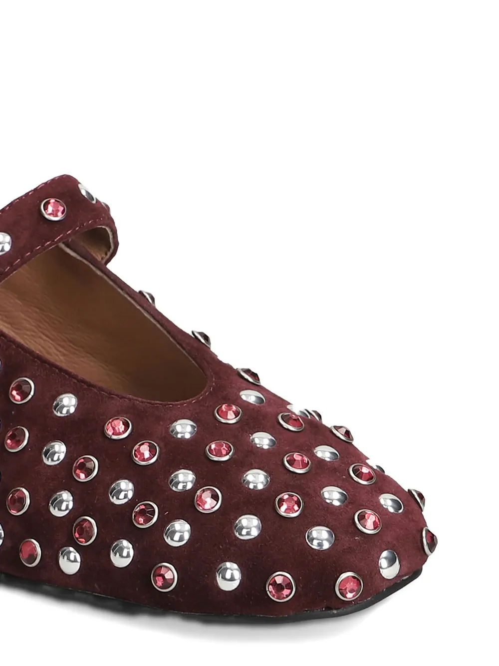 Bibi Lou Studded Buckle Ballet Flats In Red