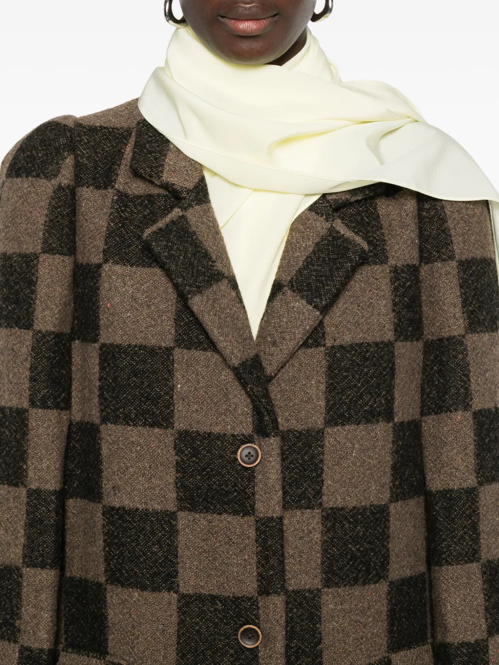 Uma Wang Checked Single-breasted Coat In Brown