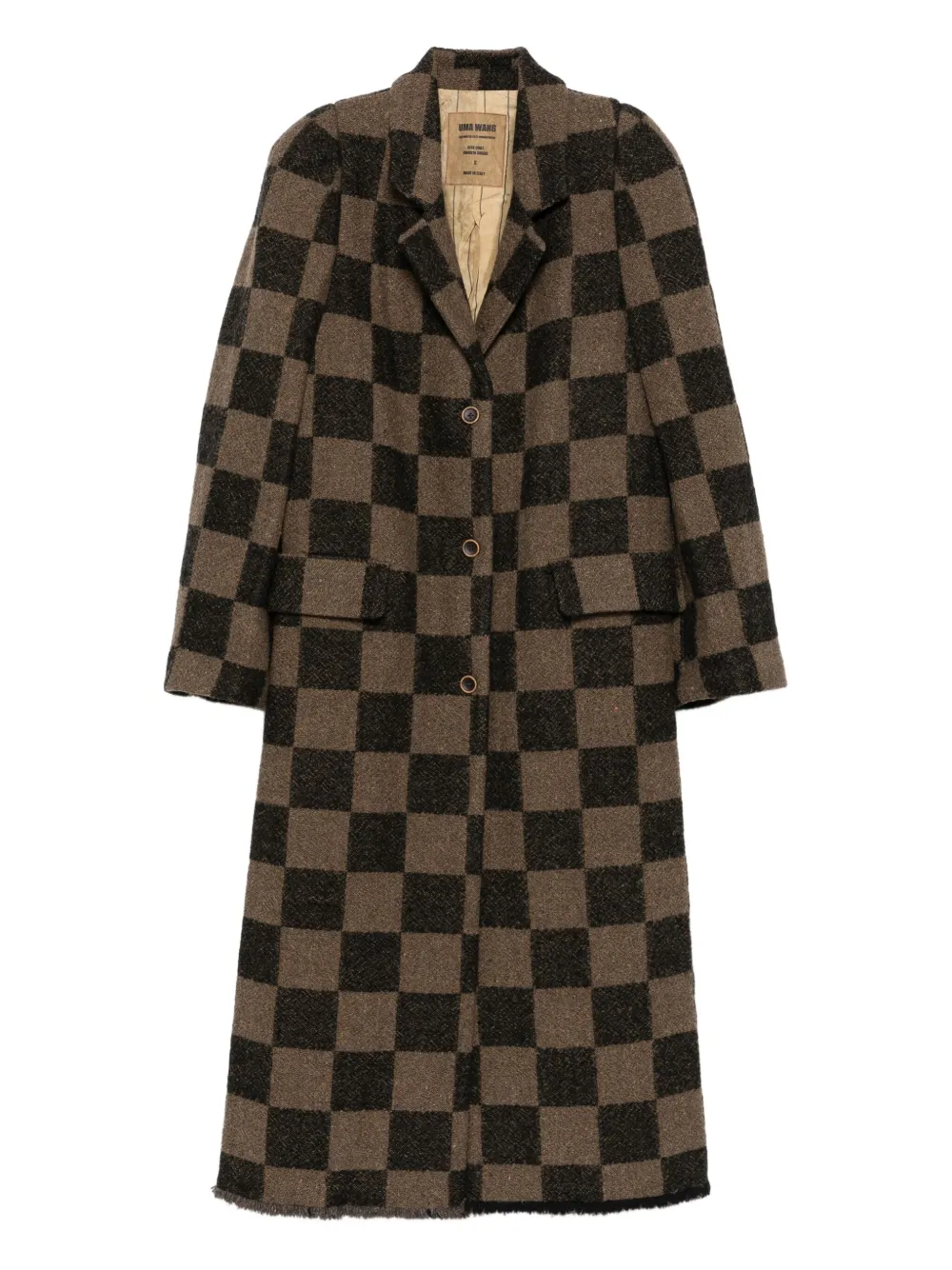 Uma Wang checked single-breasted coat | Brown | Image 1