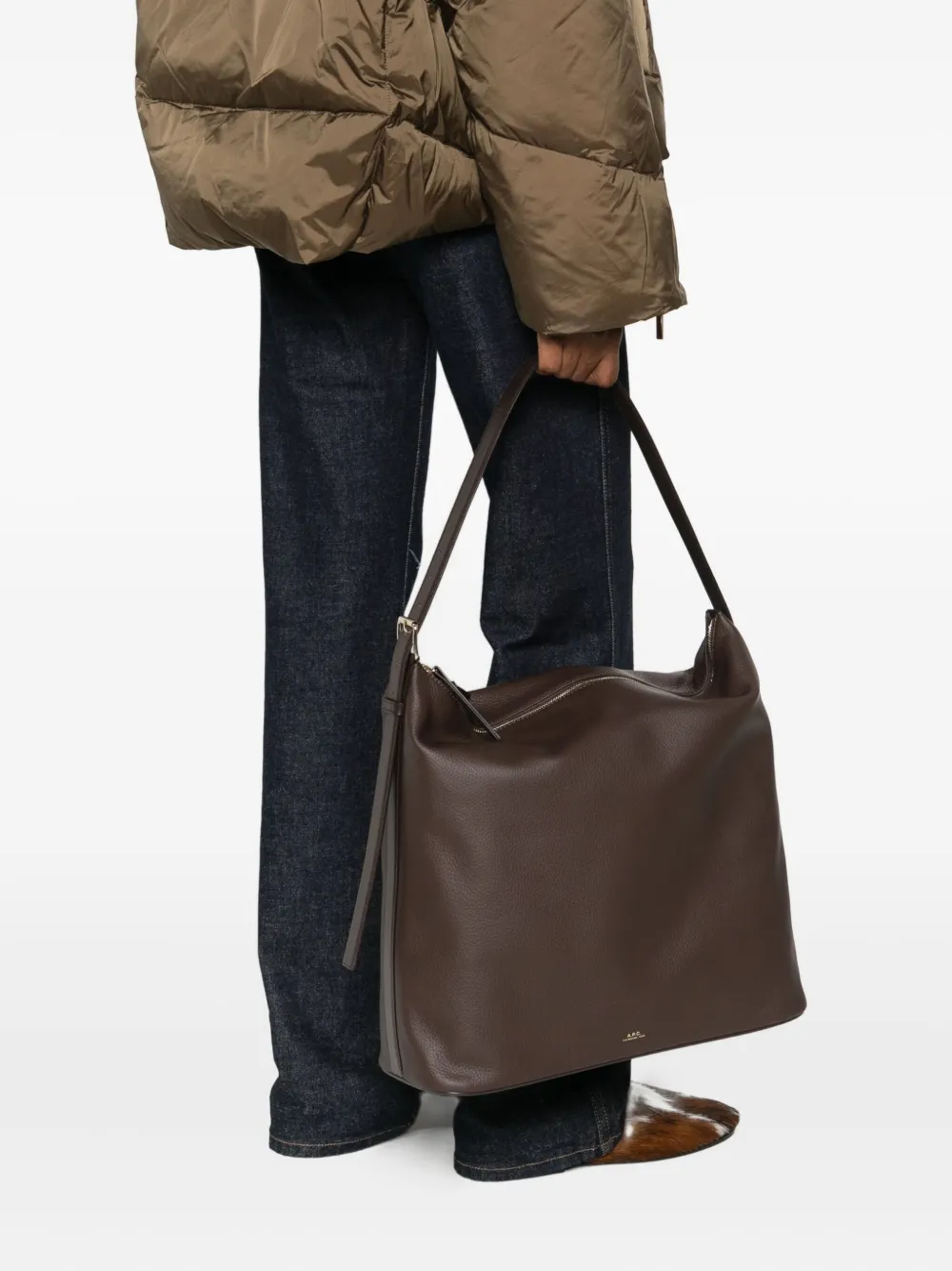 Apc Maxi Shopping Bag With Single Shoulder Strap In Brown