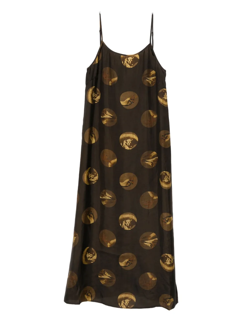 Uma Wang Anaya Brown Sleeveless Dress With Round Neck And All-over Motif In Viscose Blend Woman In Multi
