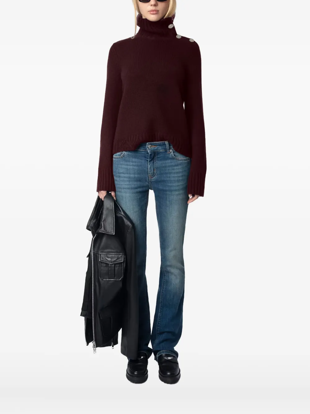 Zadig & Voltaire Nalma High-neck Sweater In Burgundy