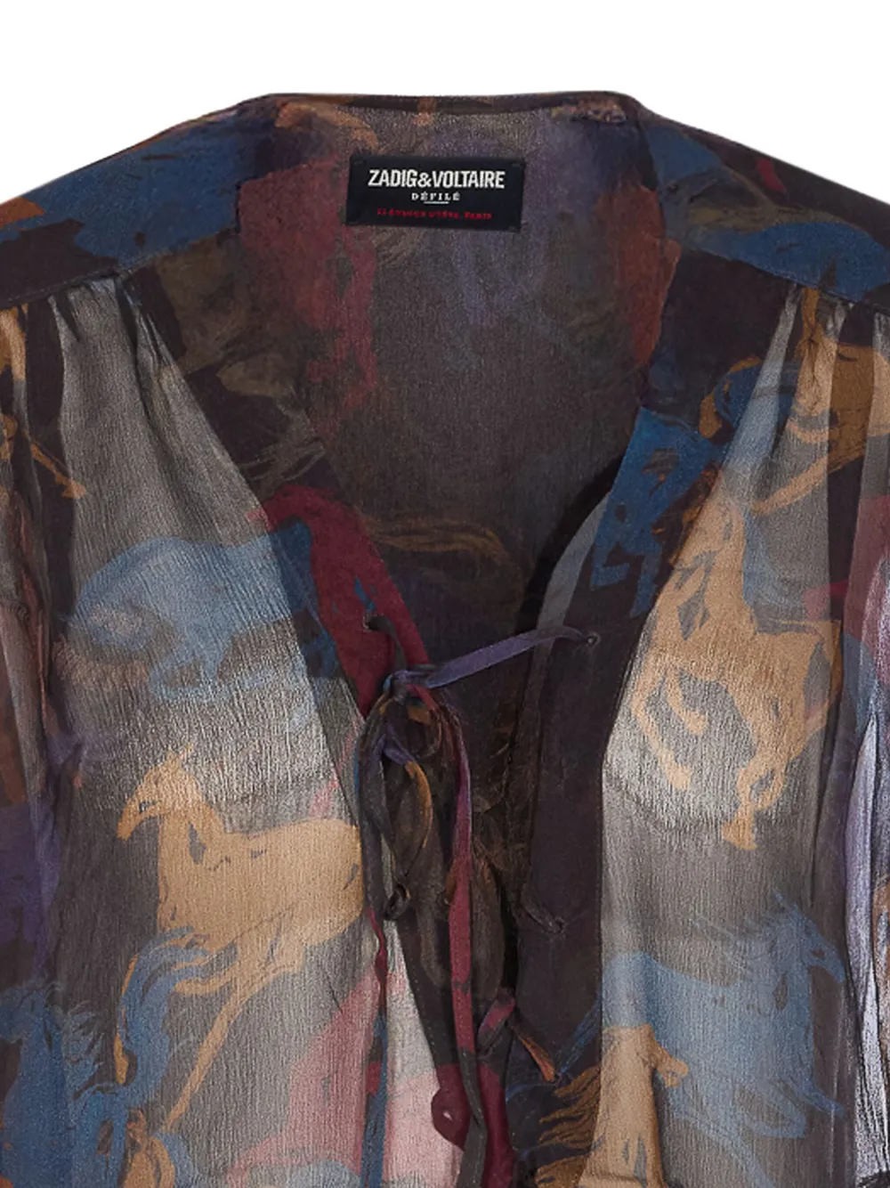 Zadig & Voltaire Womens Dark Chocolate Tamela Horse-print Woven Shirt In Black