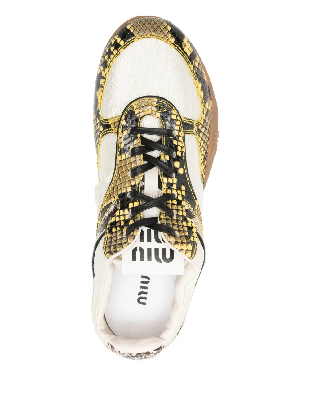 Miu Sneakers met slangen-effect Beige