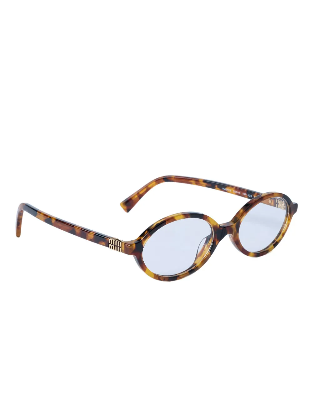 Miu Miu logo-plaque oval-frame sunglasses - Bruin