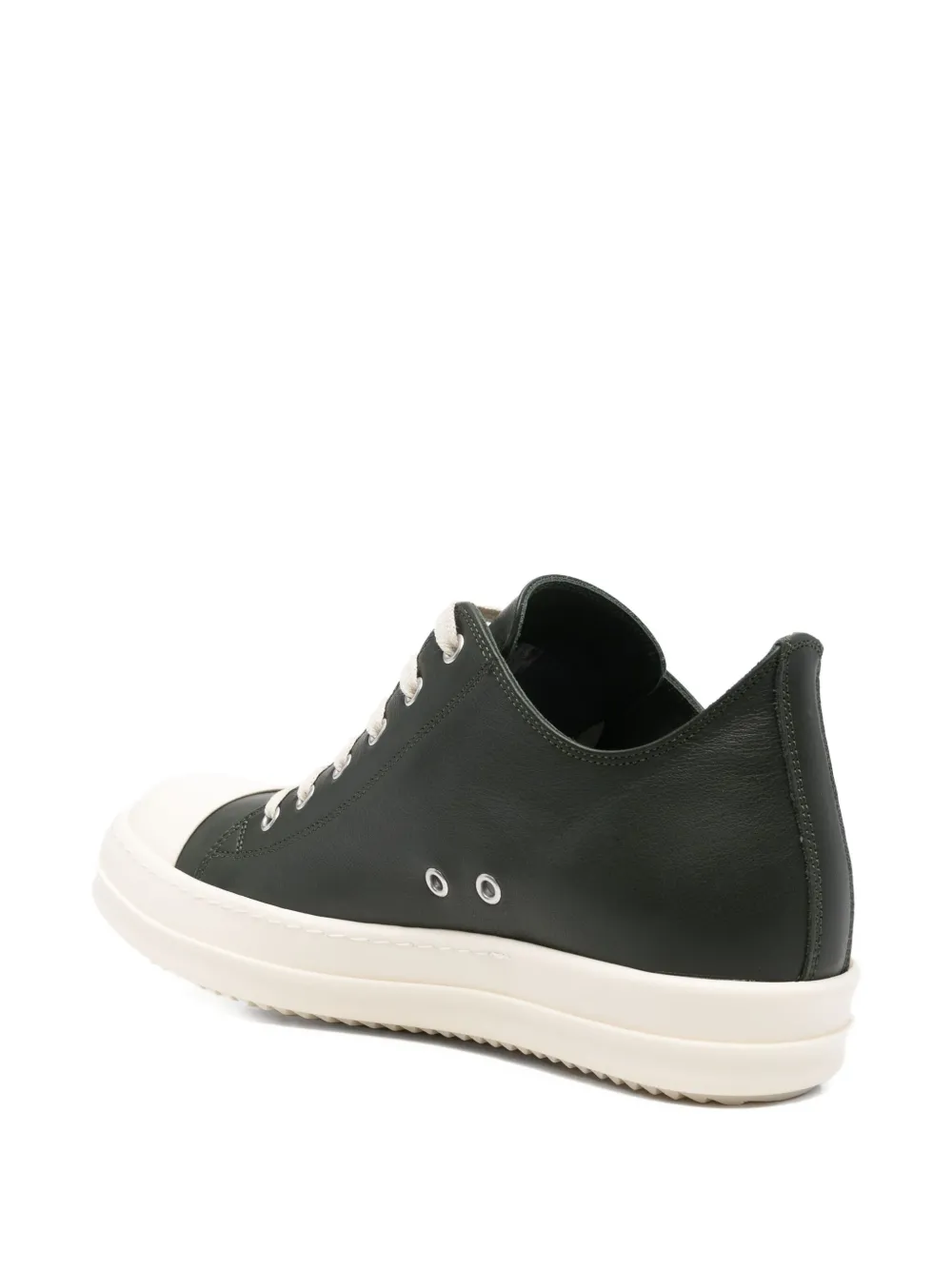 Rick Owens Low Sneaks In Grain Calf Leather In Green