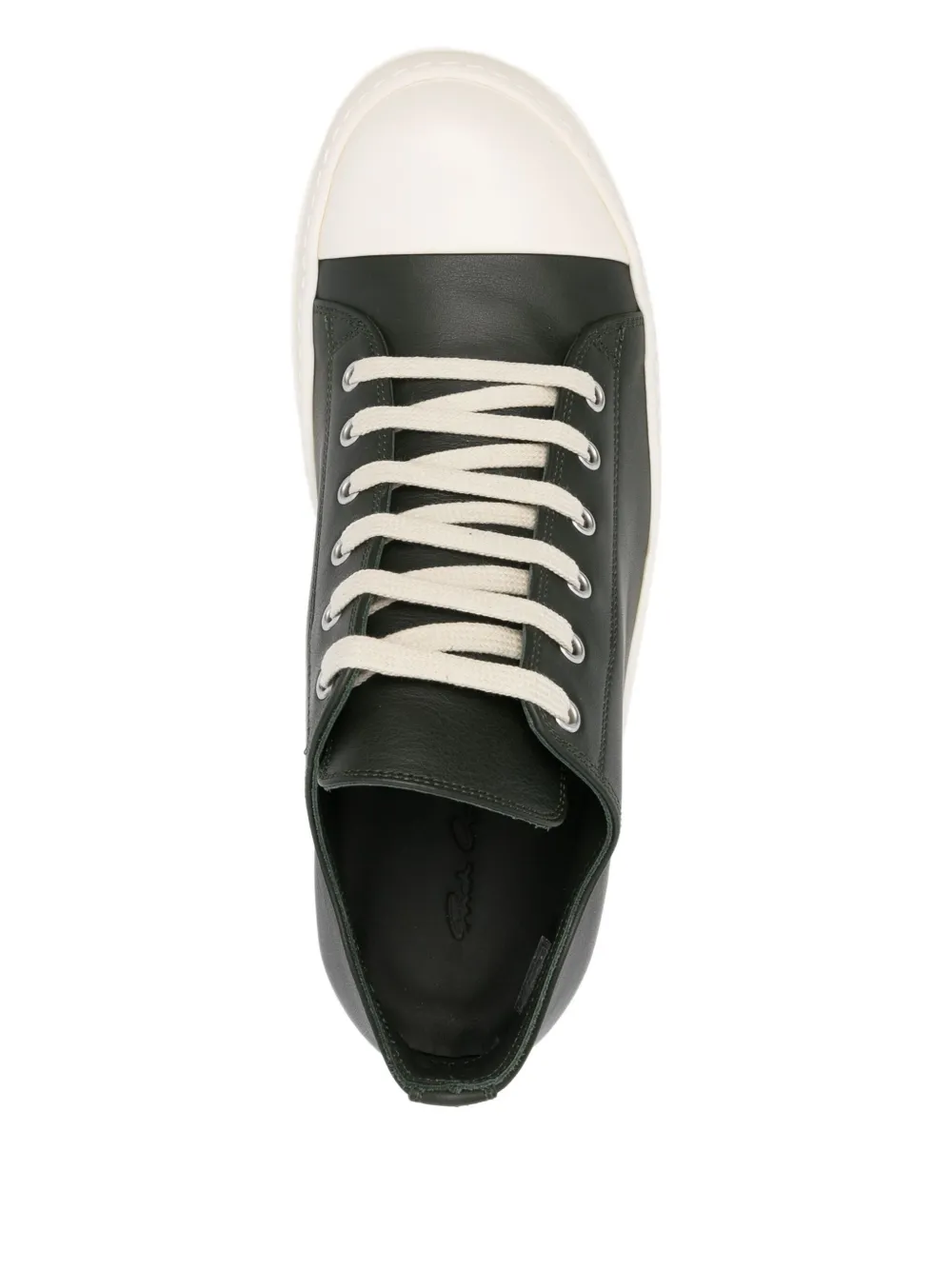 Rick Owens Low Sneaks In Grain Calf Leather In Green