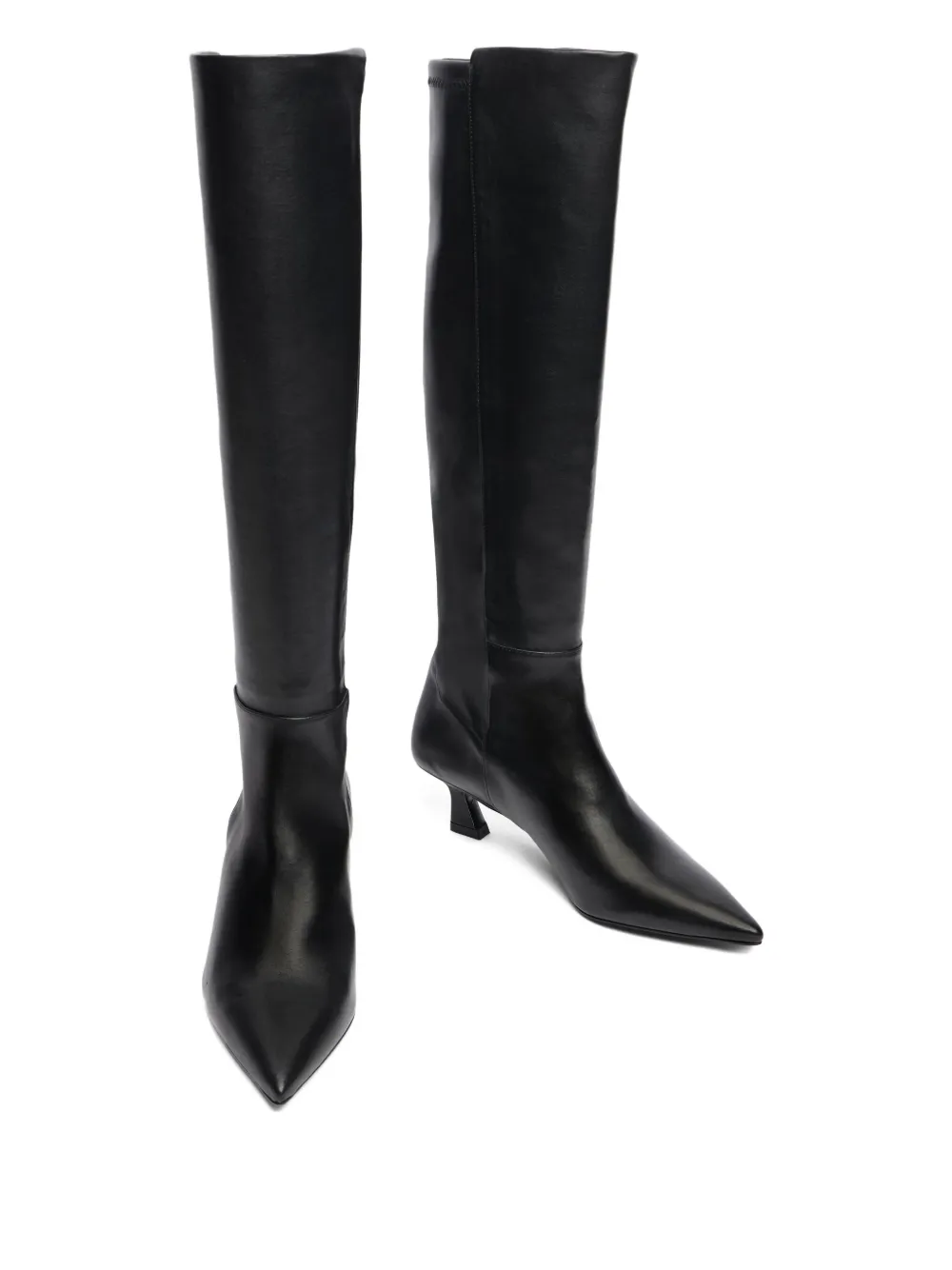 Stuart Weitzman 50mm 5050 Vinnie Sculptural-heel Boots In Black