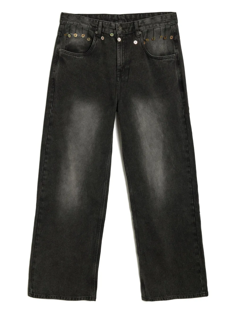 Glass Cypress Buttons Hanging Jeans In Black