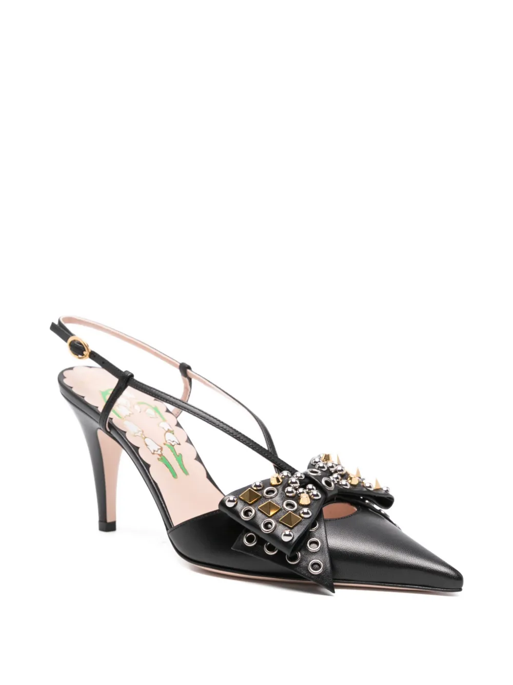 Valentino Garavani 85mm studded bow-detail pumps Zwart