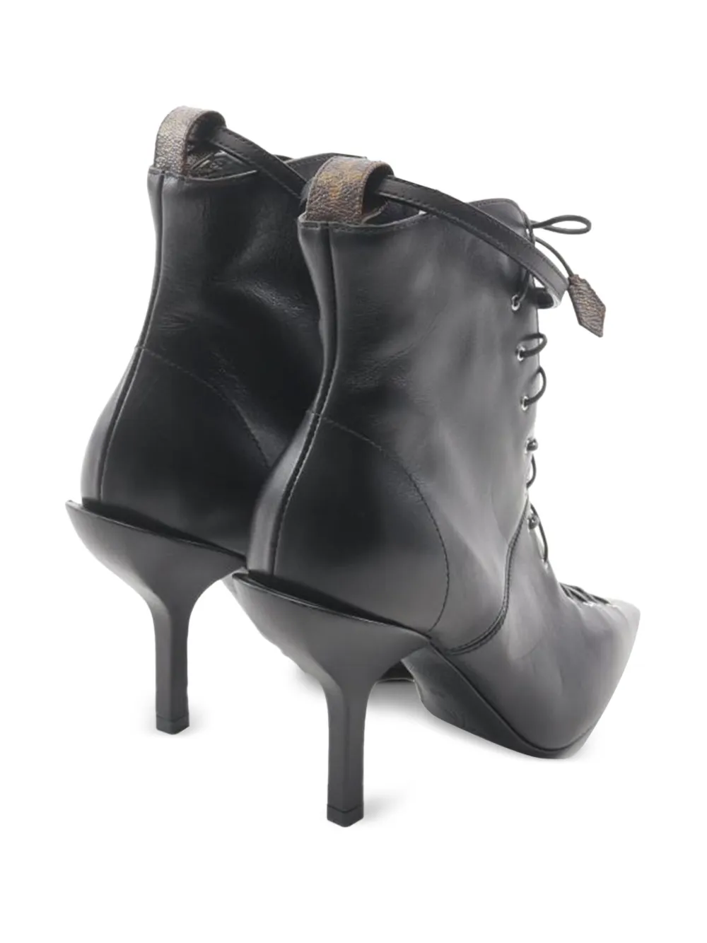 Pre-owned Louis Vuitton 95mm Janet Lace-up Ankle Boots In Black
