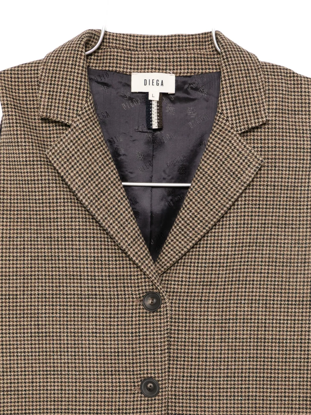 Diega Houndstooth Waistcoat In Brown