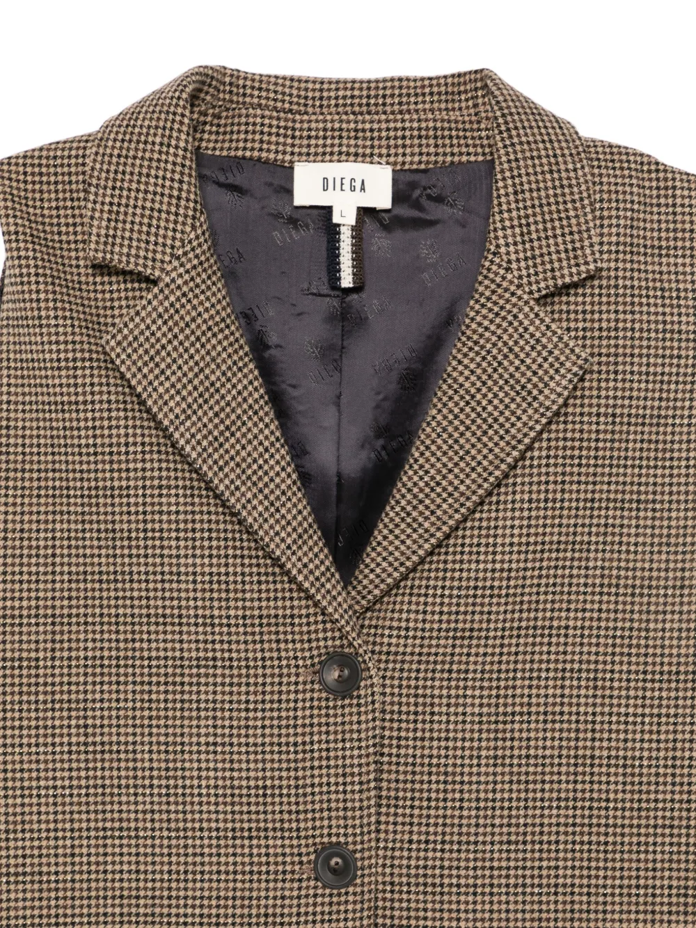 Diega Gilet met pied-de-poule print Bruin