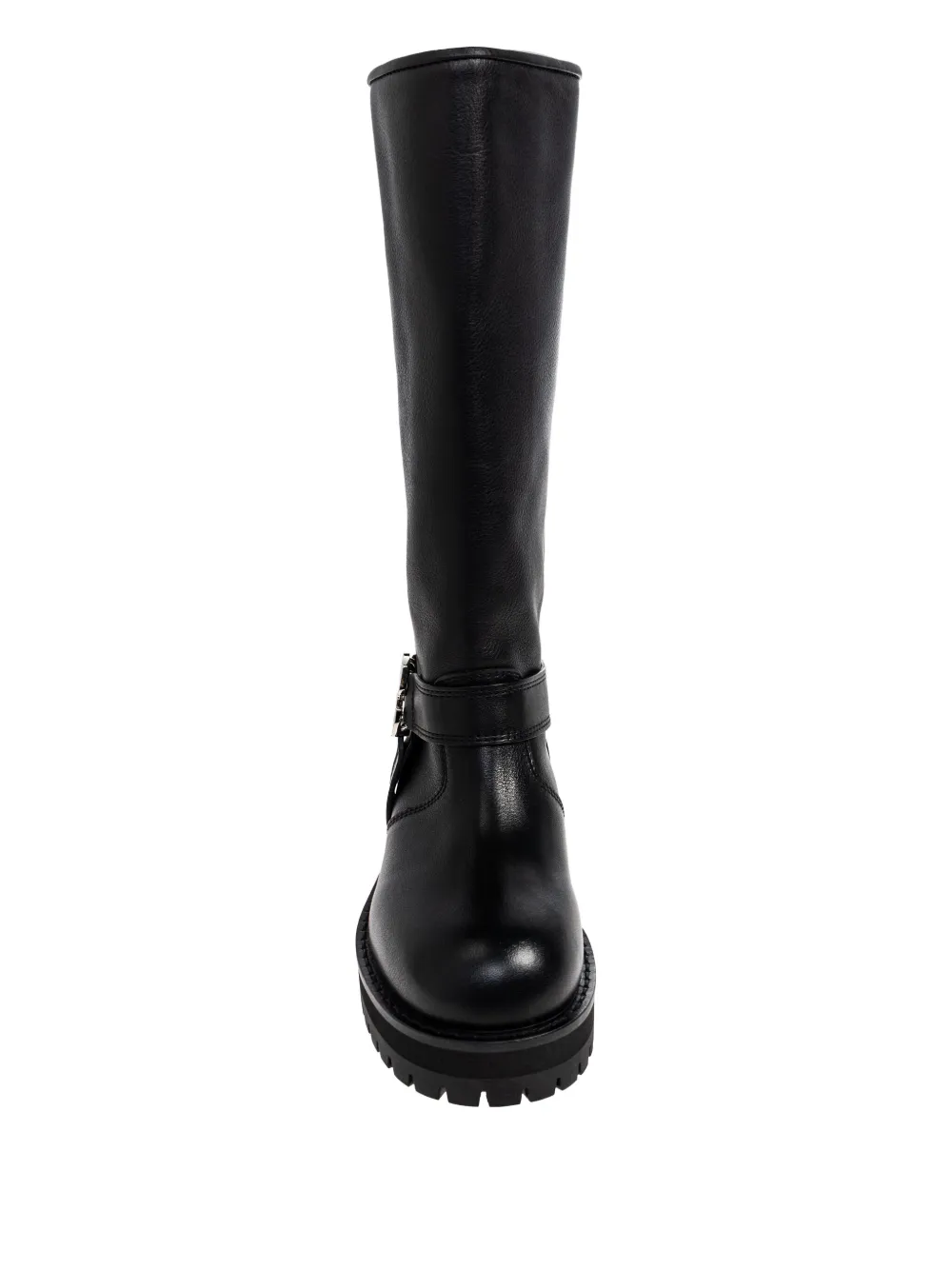 Off-white Logo-plaque Round-toe Biker Boots In Black