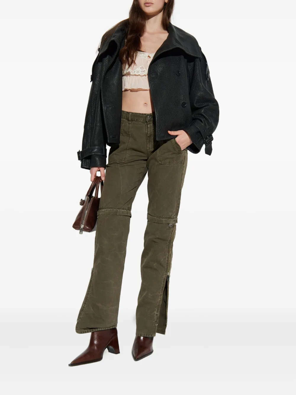 Blumarine zip-detail trousers - Groen