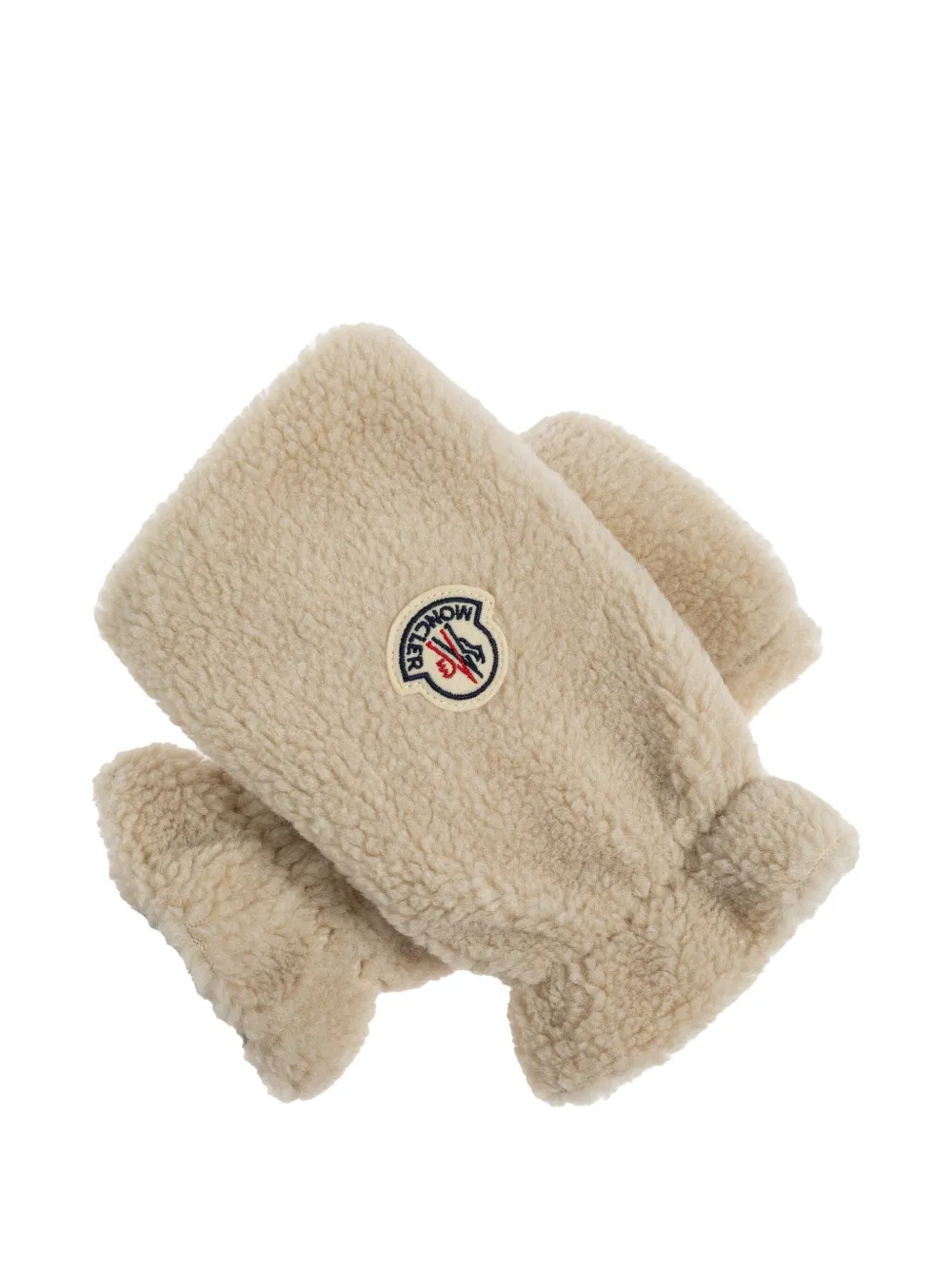 Moncler logo-patch fingerless gloves - Beige
