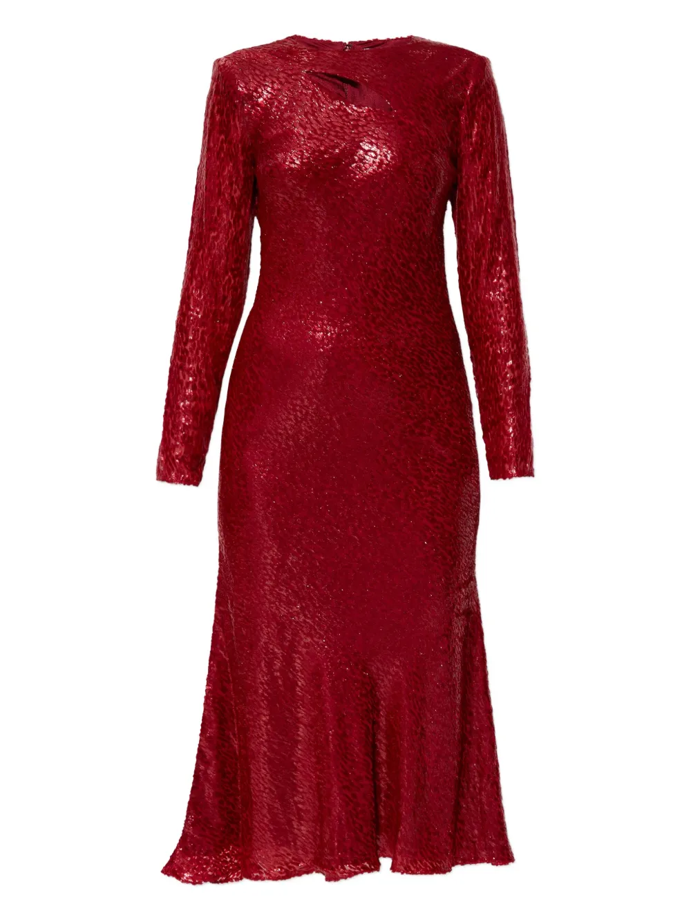 Self-Portrait lurex-detail silk dress - Rosso