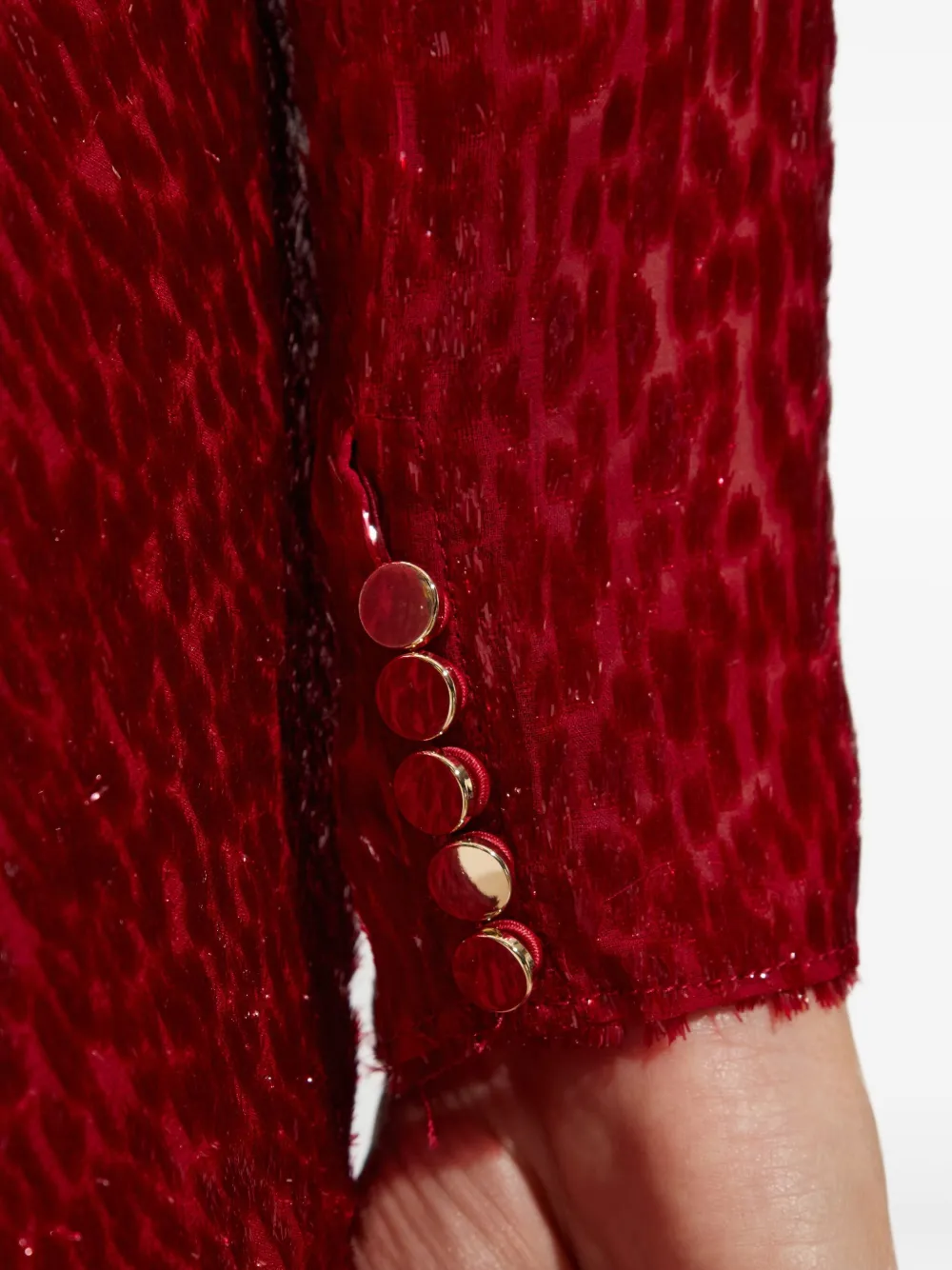 Self-Portrait Zijden jurk met lurex detail Rood