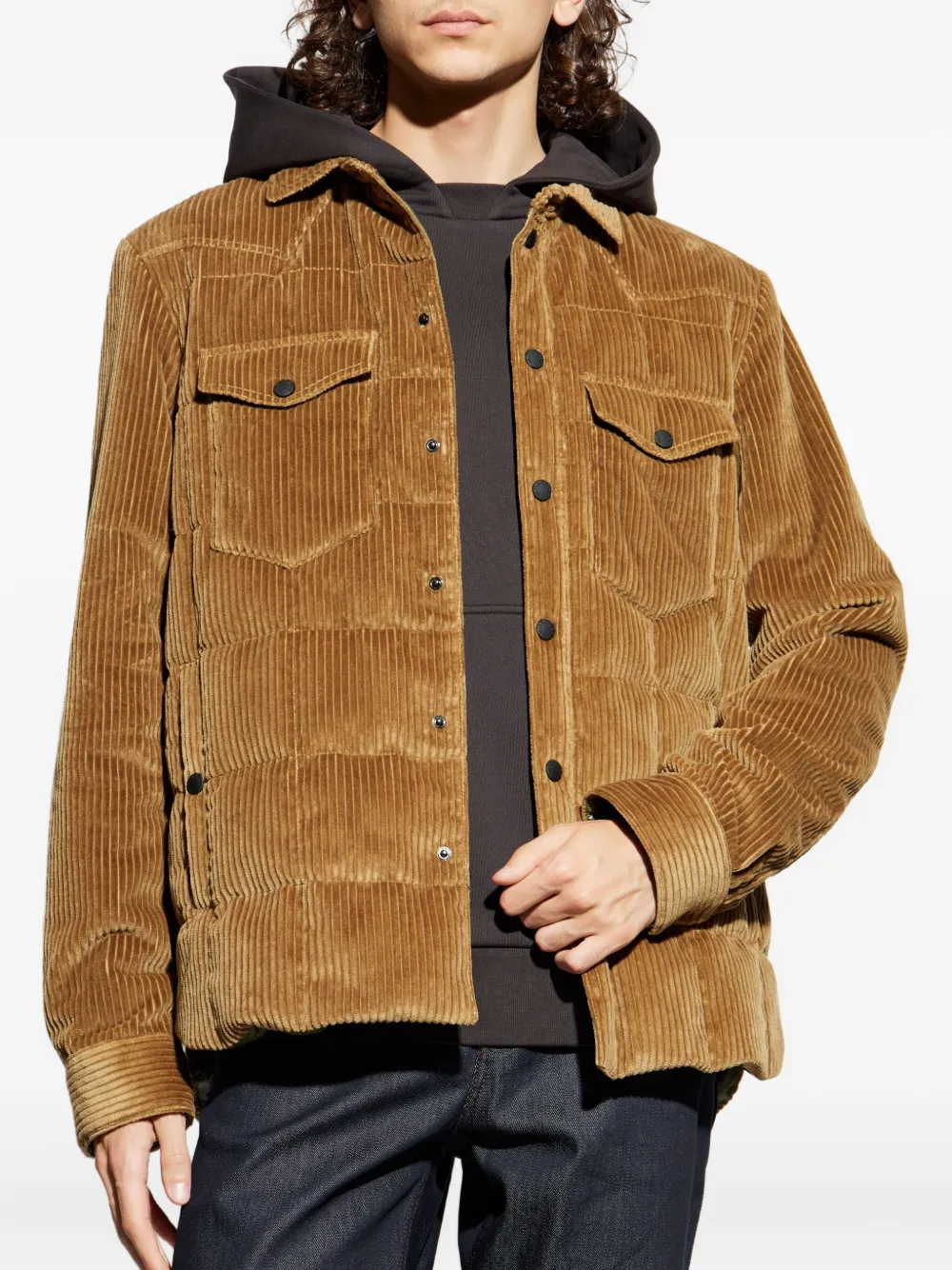 Moncler Grenoble Gelt ribfluwelen jack Bruin