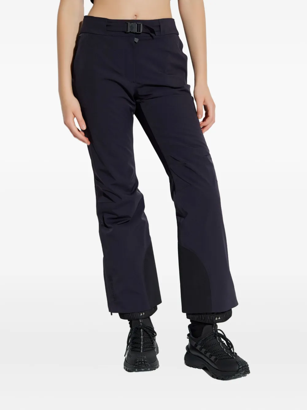 Moncler Buckle-detail Padded Trousers In Blue