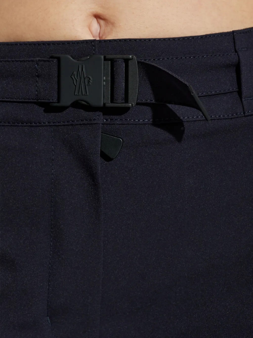Moncler Buckle-detail Padded Trousers In Blue