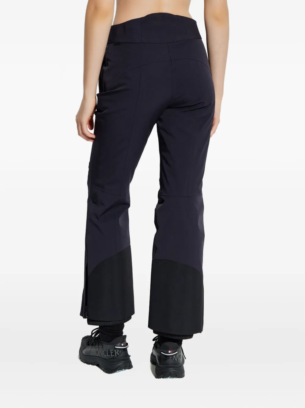 Moncler Buckle-detail Padded Trousers In Blue