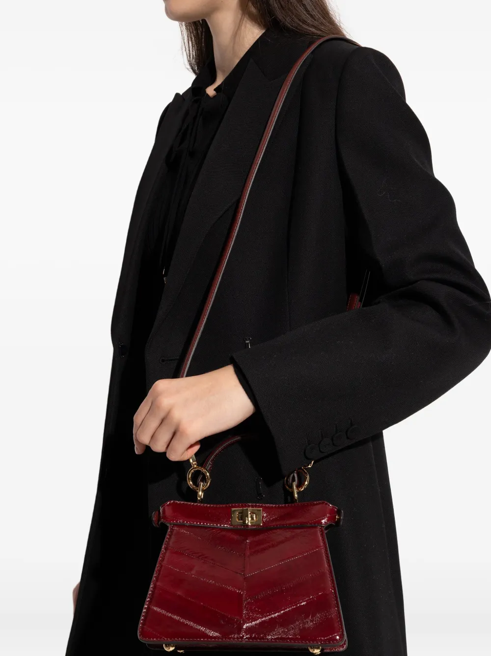 FENDI Peekaboo ISeeU Petite shopper - Rood