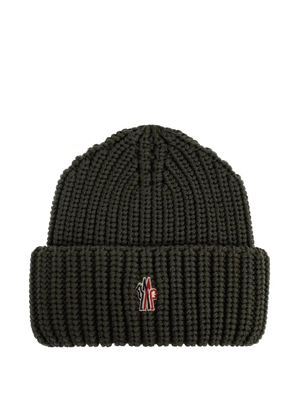 Moncler Grenoble logo-patch ribbed hat | Green | Image 1