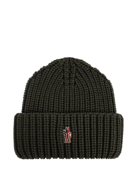 Moncler Grenoble gorro tejidpo de canalé con parche del logo
