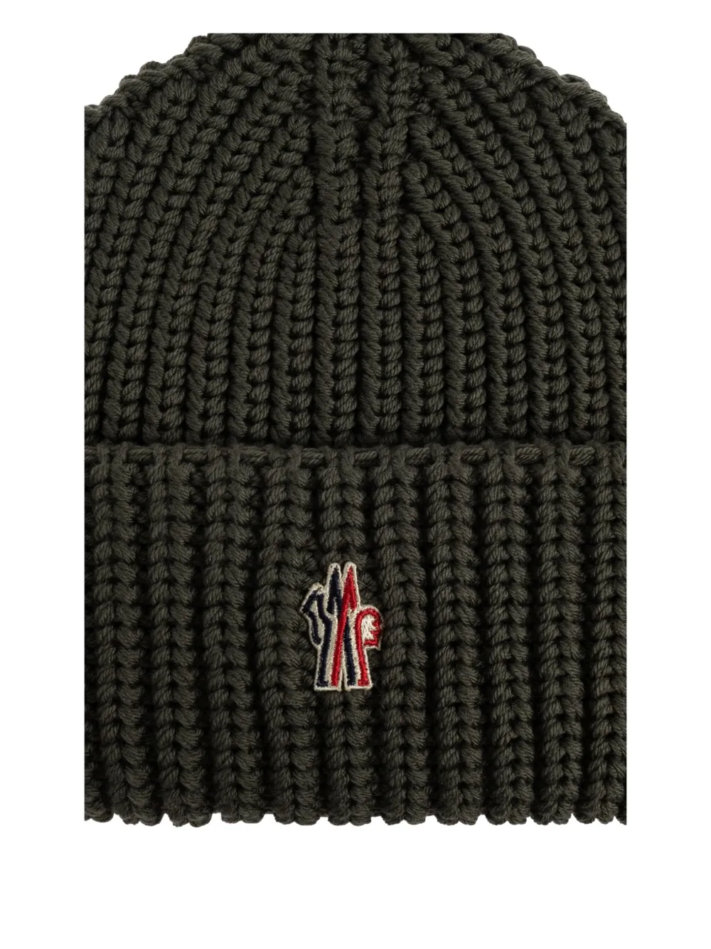 Moncler Ribbed-knit Virgin Wool Beanie In Green