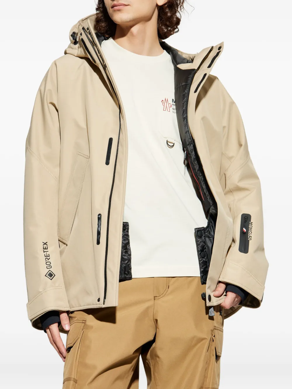 Moncler Lambir Hooded Zip-up Ski Jacket In Brown