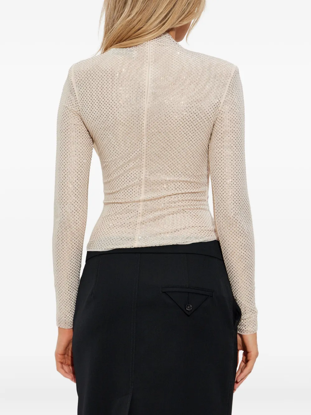Self-Portrait Top met kristallen Beige