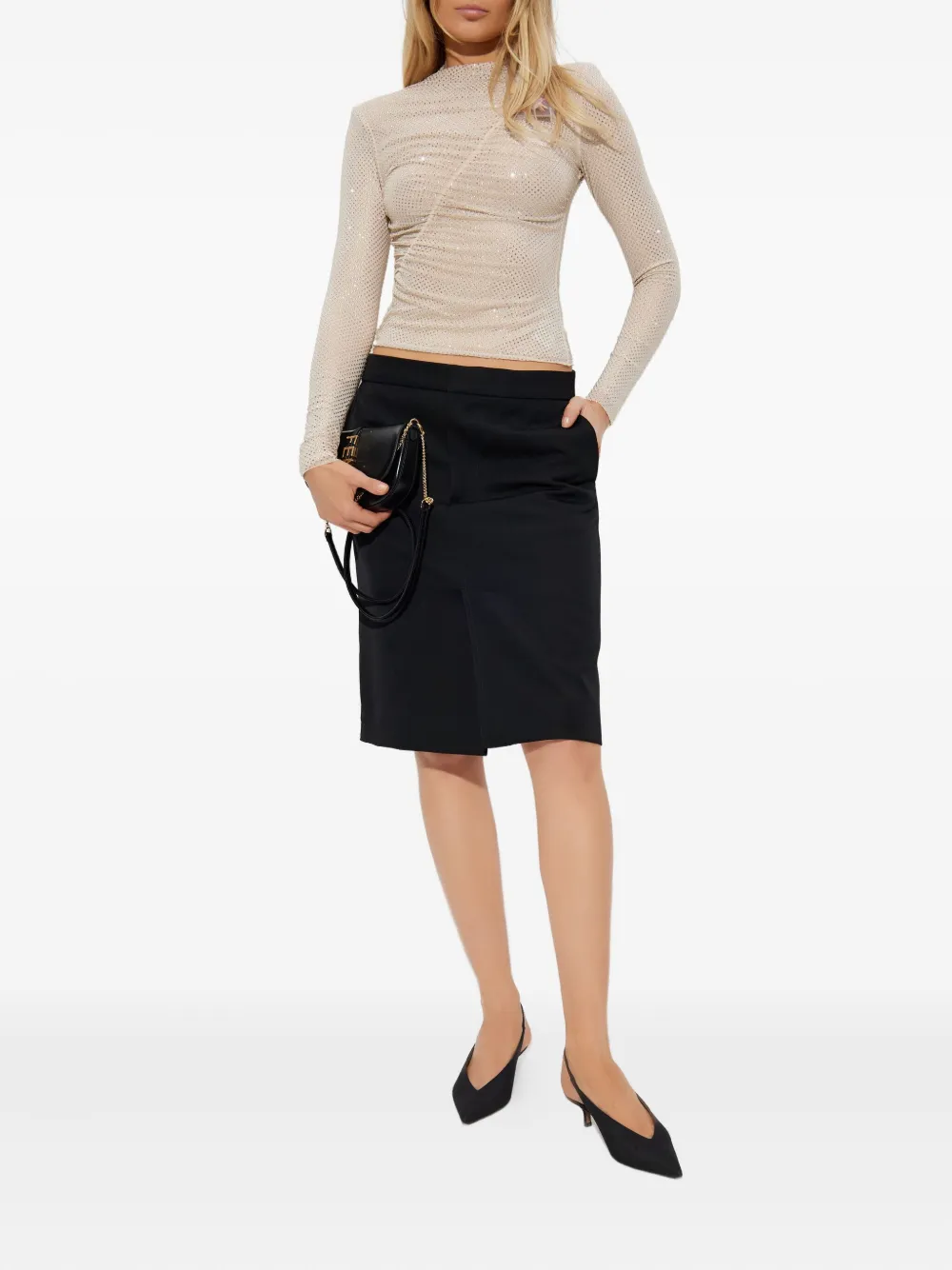 Self-Portrait Top met kristallen - Beige