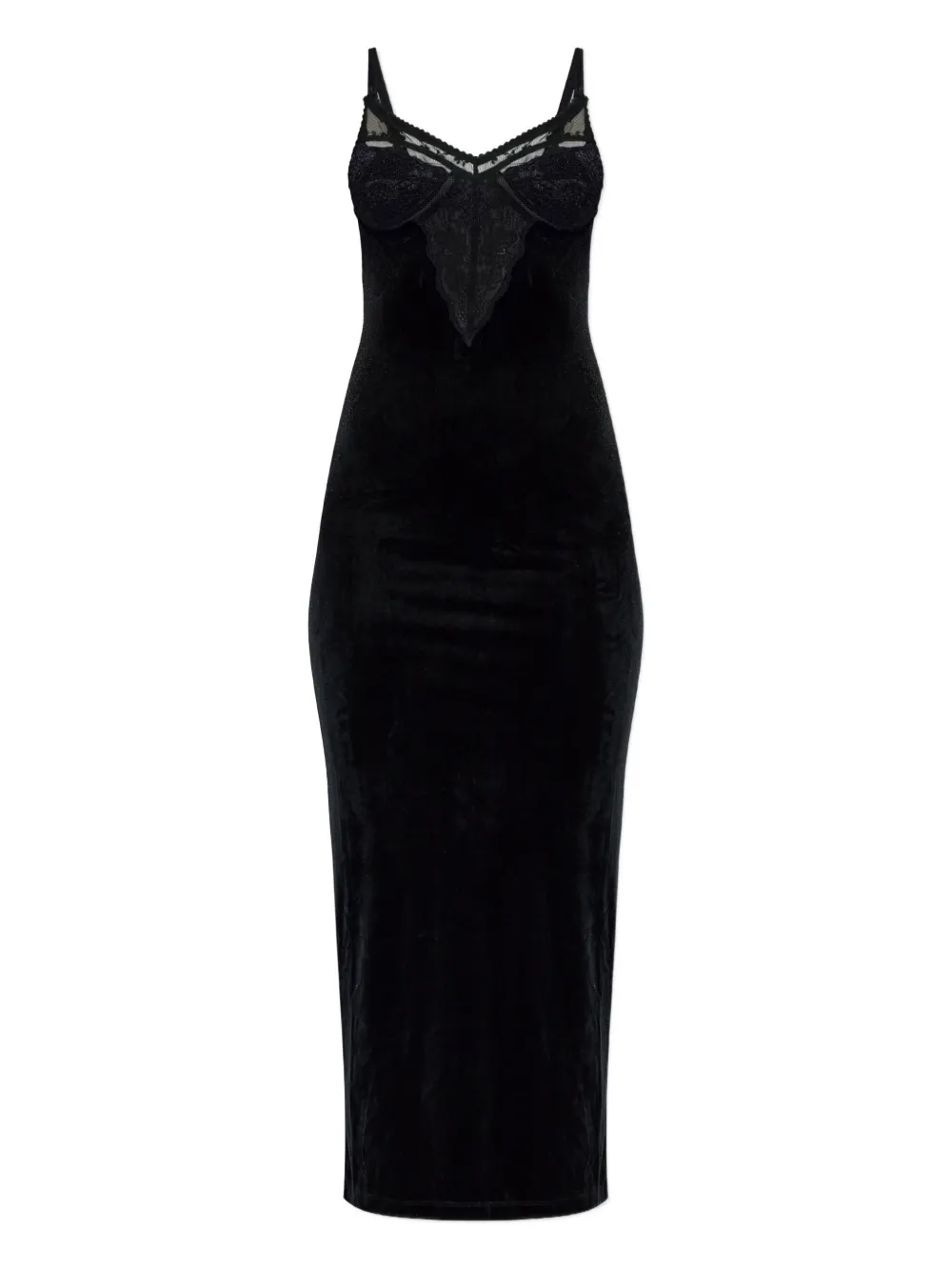 Self-portrait Black Velvet Strappy Midi Dress Clothing In Black