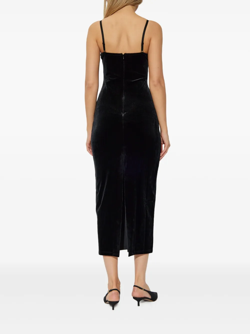 Self-Portrait Fluwelen jurk met kant Zwart