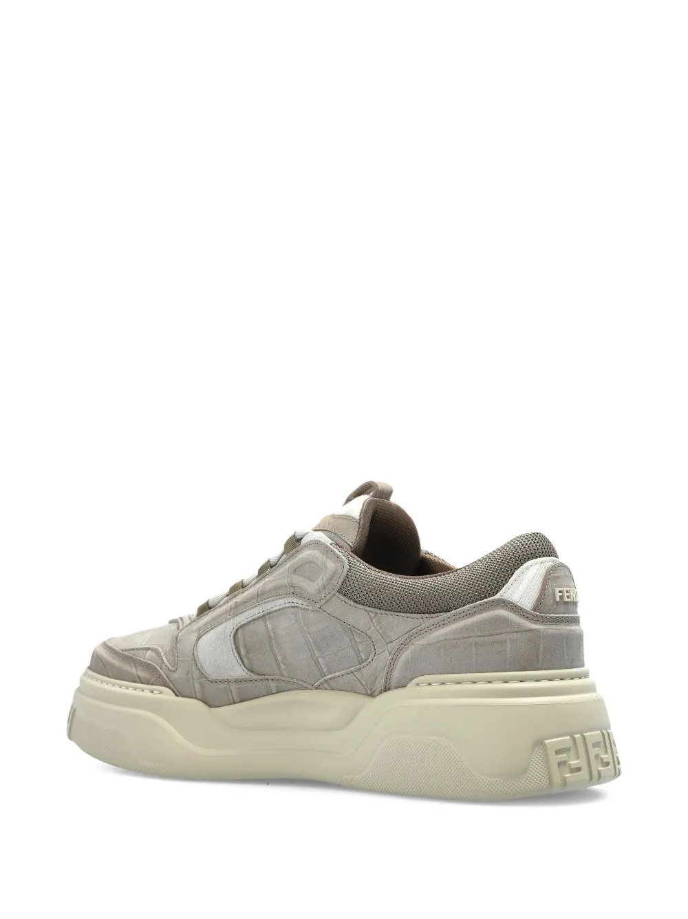 FENDI Force sneakers met krokodillen-reliëf en logodetail Beige