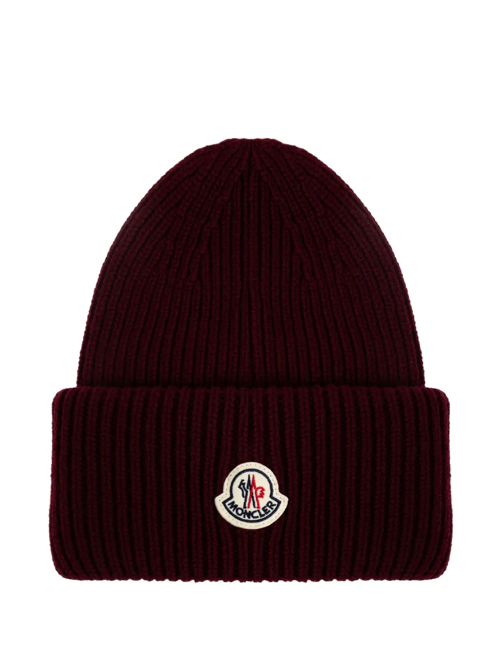 Moncler ribbed logo-patch beanie | Red | Image 1