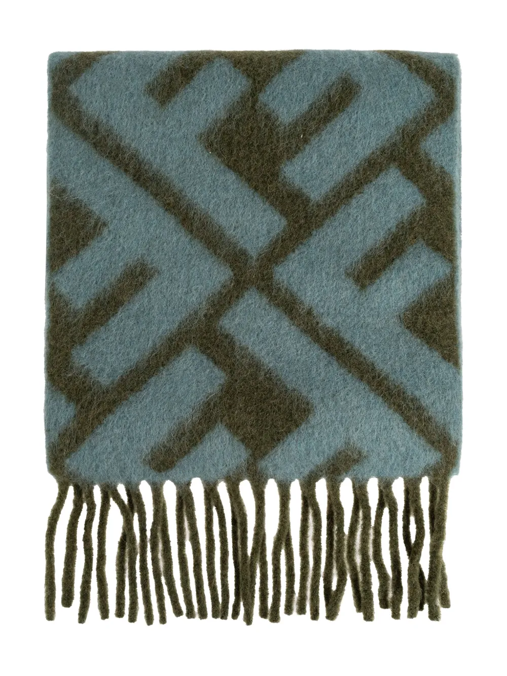 FENDI FF-pattern fringed scarf - Verde