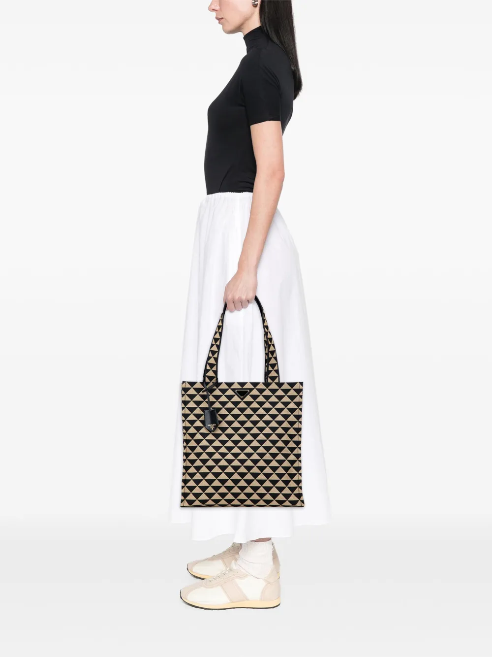 Prada Pre-Owned 2013-2025 Embroidered Canvas Triangolo Symbole Shopping tote bag | Pre-Owned | Image 2