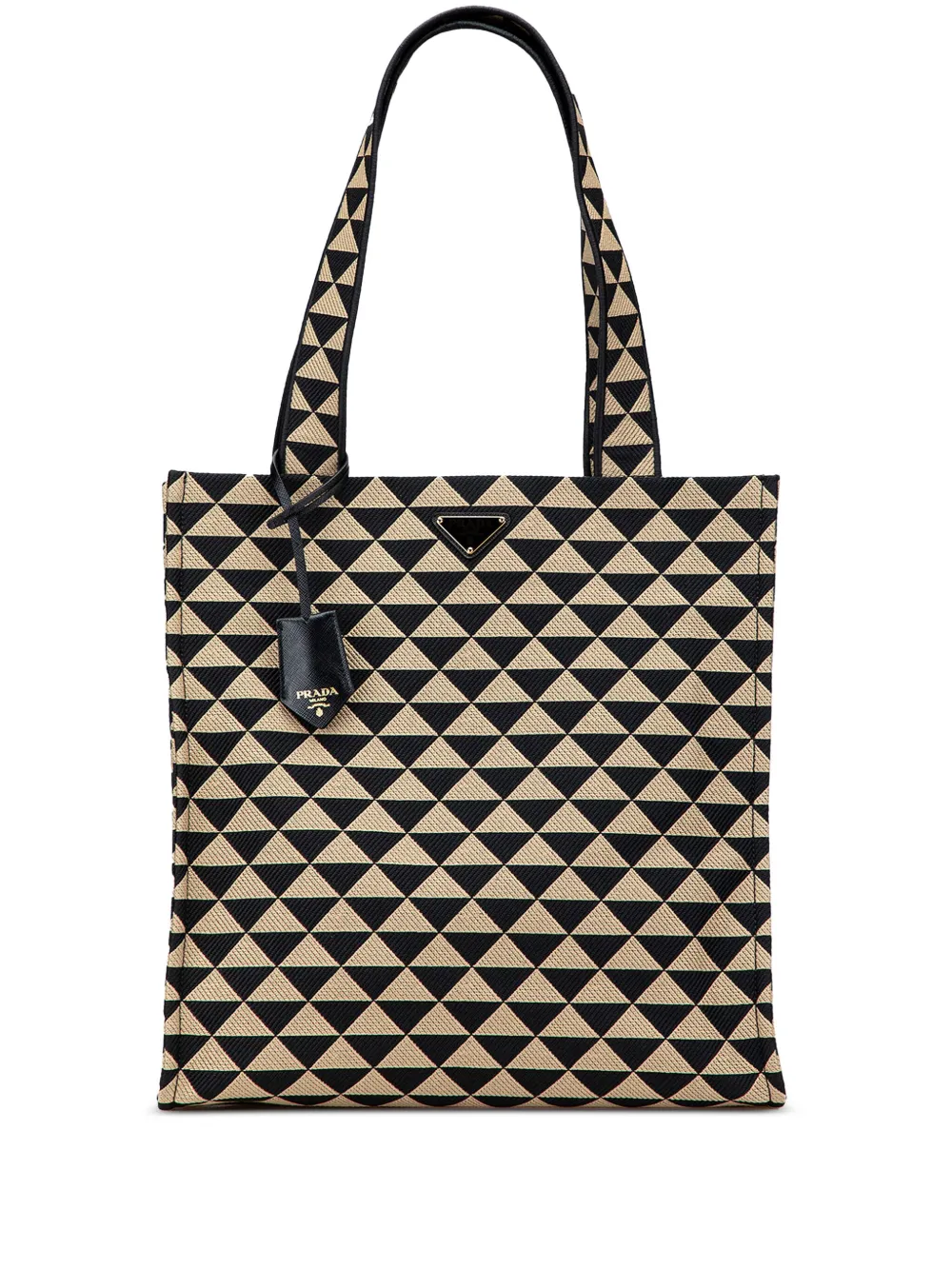 Prada Pre-Owned 2013-2025 Embroidered Canvas Triangolo Symbole Shopping tote bag | Brown | Image 1