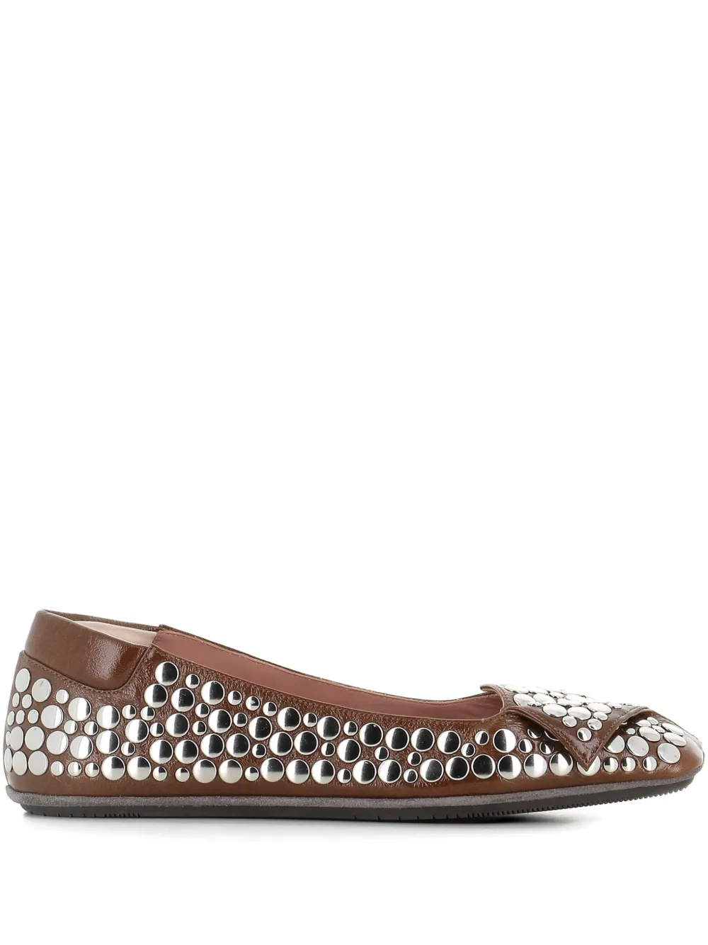 Dove Nuotano Gli Squali stud-embellished square-toe ballet flats | Brown | Image 1