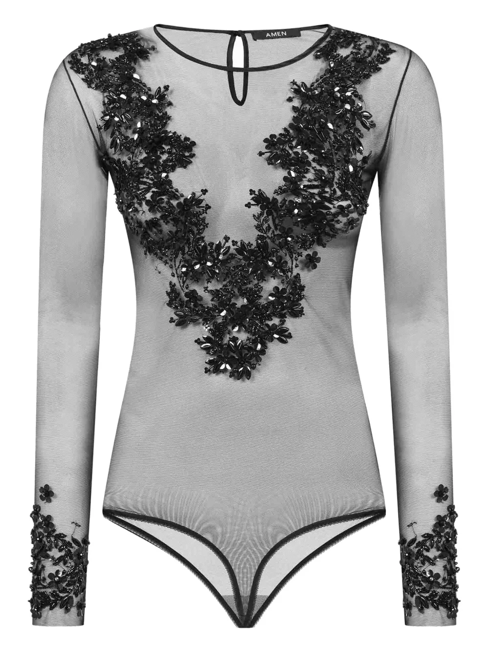 Amen Embellished Bodysuit In Black