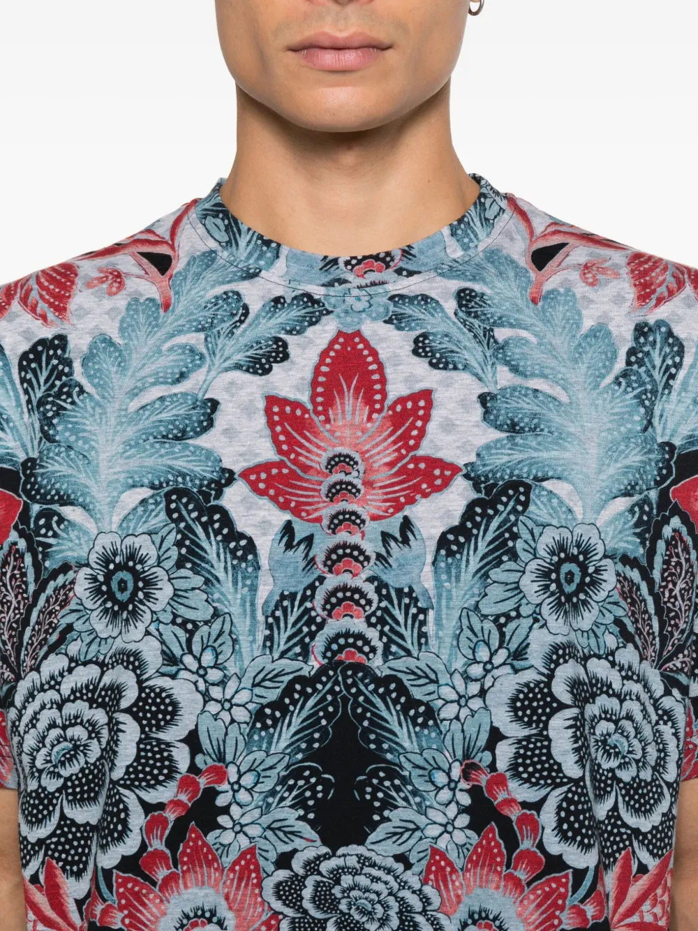 ETRO T-shirt met bloemenprint Blauw