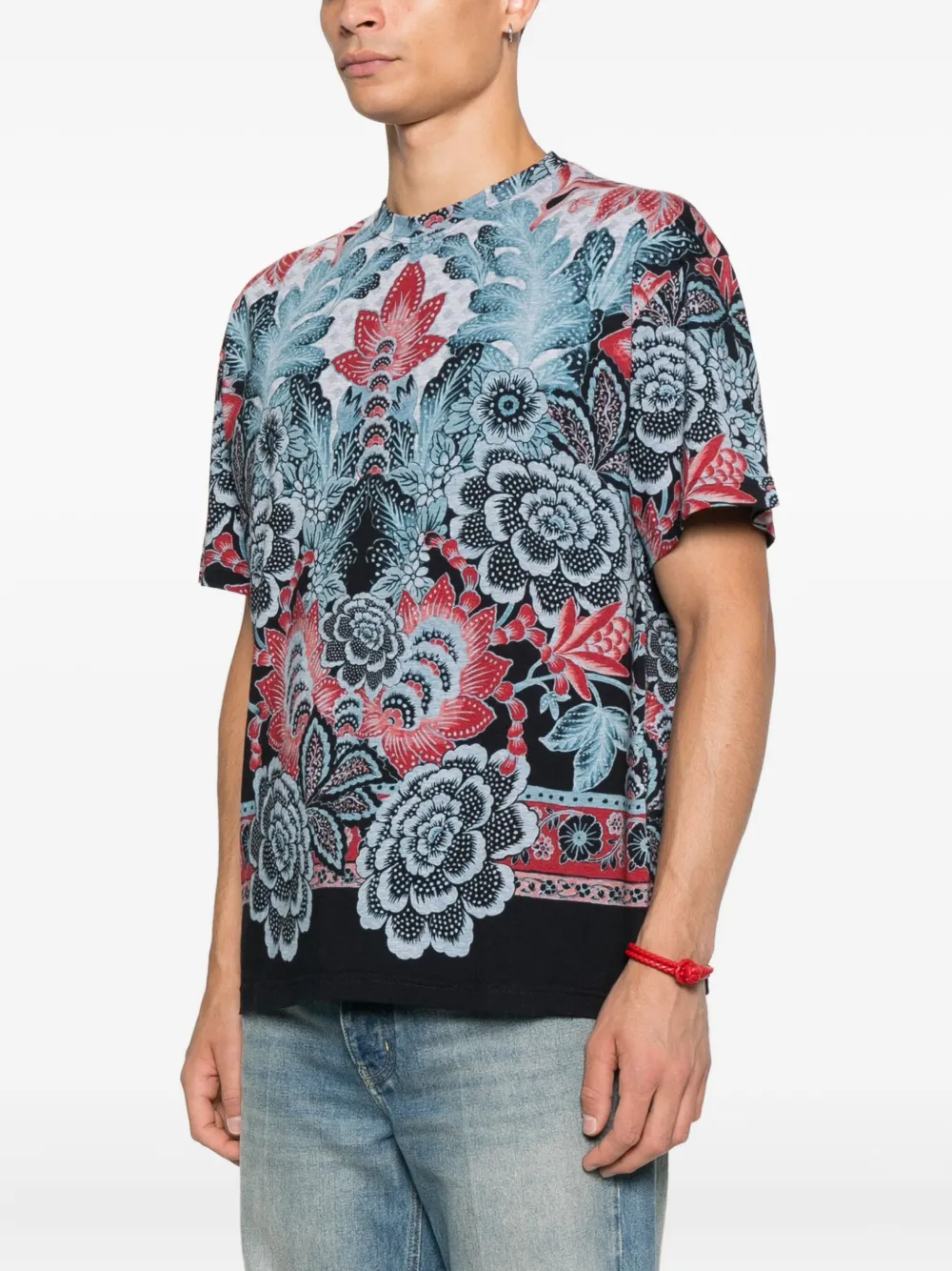 ETRO T-shirt met bloemenprint Blauw